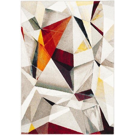 Flowers First 6 ft. 7 in. x 9 ft. Porcello Power Loomed Area Rug, Light Grey & Orange - Medium Rectangle FL1892367